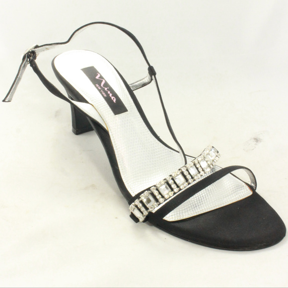 Nina Shoes Shoes - NINA SHOES Crystal Strap Black Dress Sandals Heels
